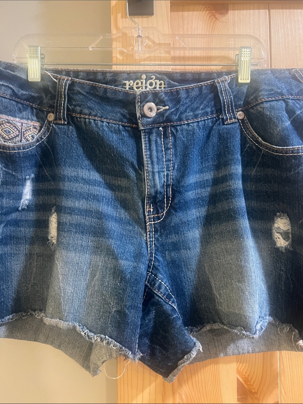 Reign Blue Washed Denim Cutoff Shorts size 16